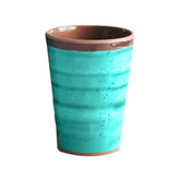 Camping Melamin Becher - 2 Stück jeweils 400ml - Steingut Optik aqua grün-braun Trinkbecher Kaffeetasse Kaffeebecher Tasse - Outdoor